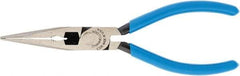 Channellock - 6" OAL, 2-7/32" Jaw Length x 41/64" Jaw Width, Long Nose Pliers - Crosshatch Jaw, Standard Head, Plastic Dipped Handles - Exact Tool & Supply