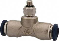 Value Collection - 5/32" Outside Diam, 10-32 Universal, Nickel Plated Brass Push-to-Connect Tube Male Swivel Branch Tee - 250 Max psi, Tube to Universal Thread Connection, Buna O-Ring - Exact Tool & Supply