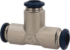 Value Collection - 5/32" Outside Diam, Nickel Plated Brass Push-to-Connect Tube Union Tee - 250 Max psi, Tube to Tube Connection, Buna O-Ring - Exact Tool & Supply