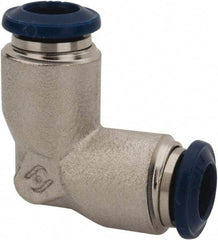Value Collection - 5/16" Outside Diam, Nickel Plated Brass Push-to-Connect Tube Union Elbow - 250 Max psi, Tube to Tube Connection, Buna O-Ring - Exact Tool & Supply
