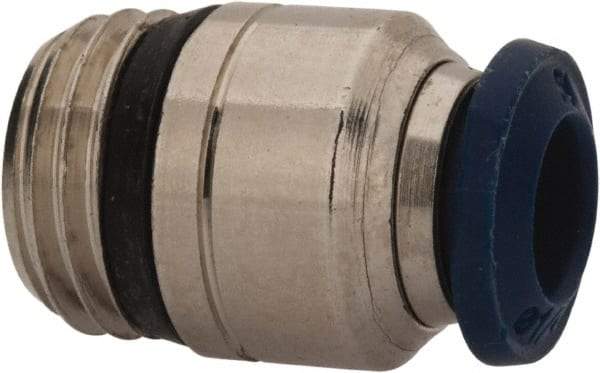Value Collection - 5/32" Outside Diam, 10-32 Universal, Nickel Plated Brass Push-to-Connect Tube Male Connector - 250 Max psi, Tube to Universal Thread Connection, Buna O-Ring - Exact Tool & Supply