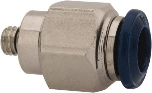 Value Collection - 5/32" Outside Diam, 10-32 Universal, Nickel Plated Brass Push-to-Connect Tube Male Connector - 250 Max psi, Tube to Universal Thread Connection, Buna O-Ring - Exact Tool & Supply