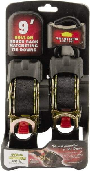 Erickson Manufacturing - 9' Long x 1" Wide, 1,200 Lb Basket Capacity, Polyester Web Sling - Black - Exact Tool & Supply