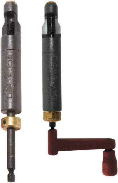Recoil - 1/2-20, Free-Running, Locking Insert Compatible, Carbon Steel Crank Style Thread Insert Hand Installation Tool - Type II Prewinder, UNF Thread, 8" OAL, 1" Body Diam, 8" Prewinder Length, 3" Spinner Diam - Exact Tool & Supply