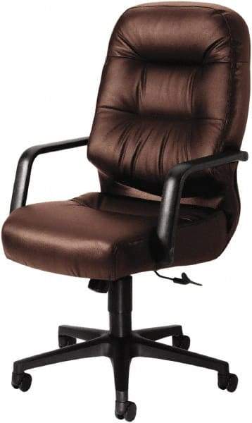 Hon - 46-1/2" High Executive High Back Leather Chair - 26" Wide x 29-3/4" Deep, Leather, Memory Foam Seat, Burgundy - Exact Tool & Supply