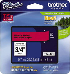 Brother - 3/4" Wide x 314.4" Long, Red Plastic/Paper Tape Cassette - For Label Maker - Exact Tool & Supply