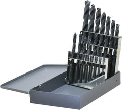 Chicago-Latrobe - 1/16 to 1/2", 135° Point, Oxide Finish, High Speed Steel Jobber Length Drill Bit Set - Exact Tool & Supply