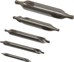 Chicago-Latrobe - 5 Piece, #1 to 5, 1/8 to 7/16" Body Diam, 3/64 to 3/16" Point Diam, Plain Edge, High Speed Steel Combo Drill & Countersink Set - 60° Incl Angle, 1/8 to 2-3/4" OAL, Double End, 217 Series Compatibility - Exact Tool & Supply