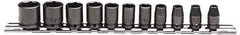 Proto - 11 Piece 1/4" Drive Impact Socket Set - 6 Points, 3/16" to 5/8" Range, Inch Measurement Standard - Exact Tool & Supply