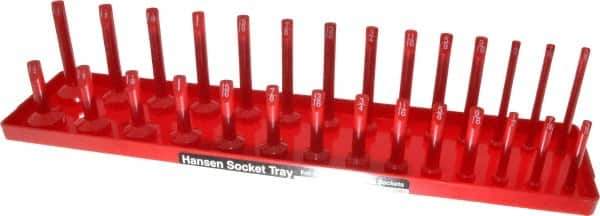 Made in USA - 28 Piece Capacity Deep & Shallow Inch Socket Tray - 1/2" Drive, Red - Exact Tool & Supply