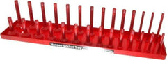 Made in USA - 28 Piece Capacity Deep & Shallow Inch Socket Tray - 1/2" Drive, Red - Exact Tool & Supply