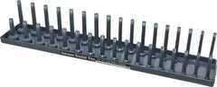 Made in USA - 34 Piece Capacity Deep & Shallow Metric Socket Tray - 1/2" Drive, Gray - Exact Tool & Supply