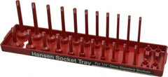 Made in USA - 26 Piece Capacity Deep & Shallow Inch Socket Tray - 1/4" Drive, Red - Exact Tool & Supply