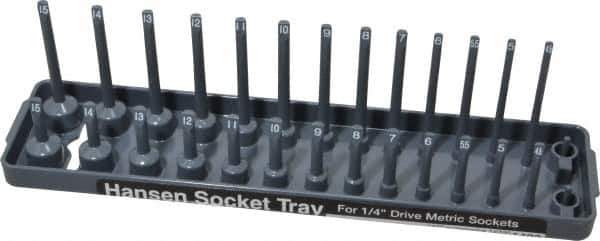 Made in USA - 28 Piece Capacity Deep & Shallow Metric Socket Tray - 1/4" Drive, Gray - Exact Tool & Supply