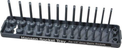 Made in USA - 28 Piece Capacity Deep & Shallow Metric Socket Tray - 1/4" Drive, Gray - Exact Tool & Supply