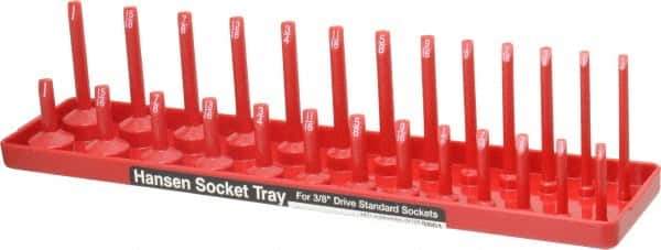 Made in USA - 26 Piece Capacity Deep & Shallow Inch Socket Tray - 3/8" Drive, Red - Exact Tool & Supply