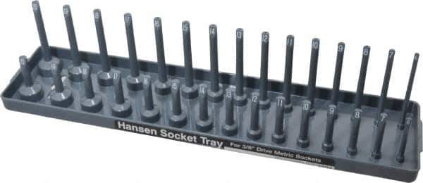 Made in USA - 30 Piece Capacity Deep & Shallow Metric Socket Tray - 3/8" Drive, Gray - Exact Tool & Supply