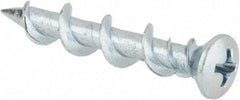 Powers Fasteners - 1/4" Diam, 1-1/4" OAL, Phillips Drive, Concrete Screw & Masonry Fastener - Steel, Chrome Finish - Exact Tool & Supply