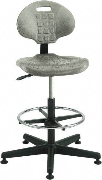 Bevco - 21 to 31" High Adjustable Height Swivel Stool - 27" Wide x 27" Deep, Polyurethane Seat, Gray - Exact Tool & Supply