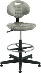 Bevco - 21 to 31" High Adjustable Height Swivel Stool - 27" Wide x 27" Deep, Polyurethane Seat, Gray - Exact Tool & Supply