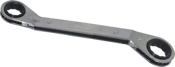 Proto - 3/4" x 7/8" 12 Point Reversible Ratcheting Offset Box Wrench - Double End, 1-9/16" Head Diam x 1/2" Head Thickness, 9-1/2" OAL, Steel, Polished Finish, 25° Offset - Exact Tool & Supply