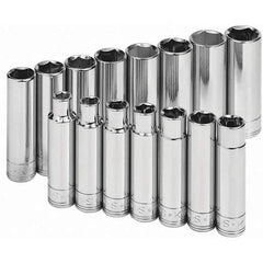 SK - 1/2" Drive Deep Socket Set - 10 to 24mm, Metric Measurement Standard - Exact Tool & Supply