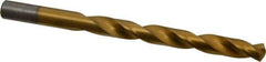 Chicago-Latrobe - 3/8" 135° Cobalt Jobber Drill - TiN Finish, Right Hand Cut, Spiral Flute, Straight Shank, 5" OAL, Split Point - Exact Tool & Supply