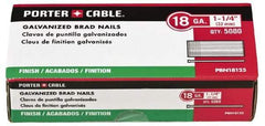 Porter-Cable - 18 Gauge 3/4" Long Brad Nails for Power Nailers - Grade 2 Steel, Galvanized Finish, Brad Head, Chisel Point - Exact Tool & Supply