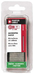Porter-Cable - 23 Gauge 5/8" Long Pin Nails for Power Nailers - Grade 2 Steel, Galvanized Finish, Straight Stick Collation, Chisel Point - Exact Tool & Supply