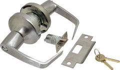 Yale - Light/Medium Duty Entrance Lever Lockset - 2-3/4" Back Set, Key in Lever Cylinder, Satin Chrome Finish - Exact Tool & Supply