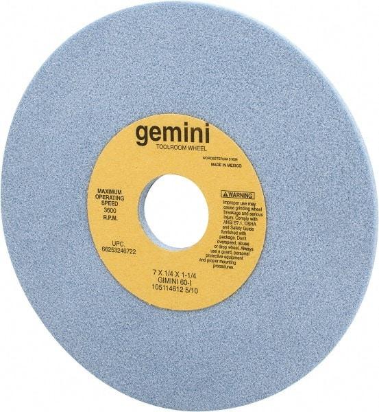 Norton - 7" Diam x 1-1/4" Hole x 1/4" Thick, I Hardness, 60 Grit Surface Grinding Wheel - Aluminum Oxide, Type 1, Medium Grade, 3,600 Max RPM, No Recess - Exact Tool & Supply