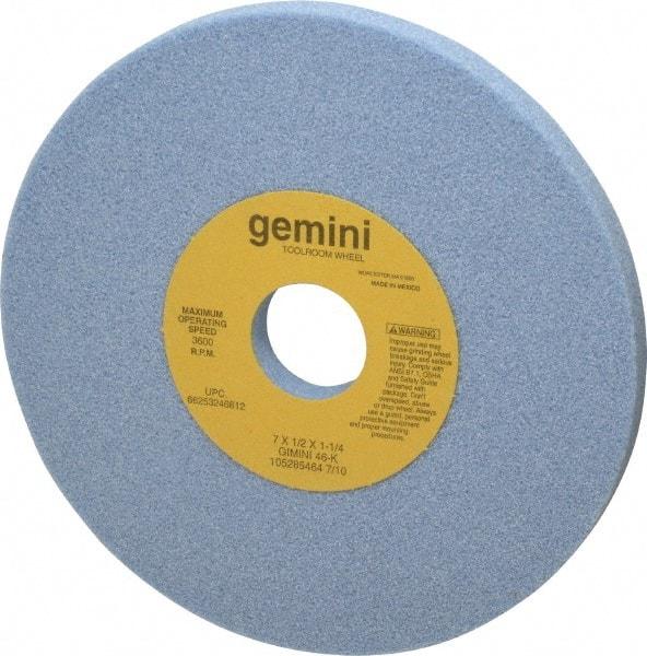 Norton - 7" Diam x 1-1/4" Hole x 1/2" Thick, K Hardness, 46 Grit Surface Grinding Wheel - Aluminum Oxide, Type 1, Coarse Grade, 3,600 Max RPM, No Recess - Exact Tool & Supply