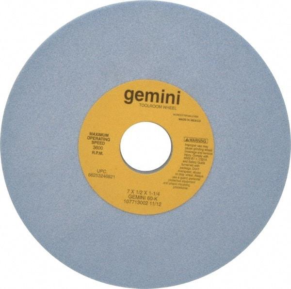 Norton - 7" Diam x 1-1/4" Hole x 1/2" Thick, K Hardness, 60 Grit Surface Grinding Wheel - Aluminum Oxide, Type 1, Medium Grade, 3,600 Max RPM, No Recess - Exact Tool & Supply