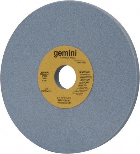 Norton - 8" Diam x 1-1/4" Hole x 1/2" Thick, H Hardness, 60 Grit Surface Grinding Wheel - Aluminum Oxide, Type 1, Medium Grade, 3,600 Max RPM, No Recess - Exact Tool & Supply