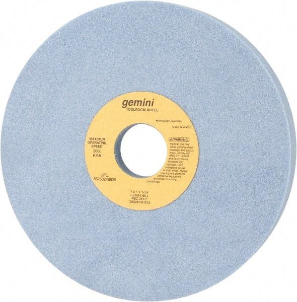 Norton - 7" Diam x 1-1/4" Hole x 1" Thick, J Hardness, 60 Grit Surface Grinding Wheel - Aluminum Oxide, Type 5, Medium Grade, 3,600 Max RPM, One-Side Recess - Exact Tool & Supply