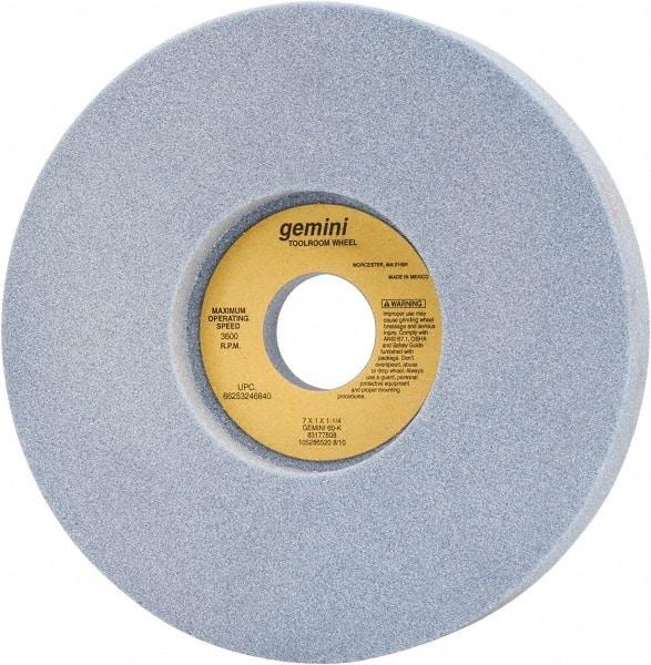 Norton - 7" Diam x 1-1/4" Hole x 1" Thick, K Hardness, 60 Grit Surface Grinding Wheel - Aluminum Oxide, Type 5, Medium Grade, 3,600 Max RPM, One-Side Recess - Exact Tool & Supply