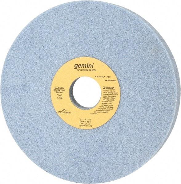 Norton - 7" Diam x 1-1/4" Hole x 1" Thick, H Hardness, 46 Grit Surface Grinding Wheel - Aluminum Oxide, Type 5, Coarse Grade, 3,600 Max RPM, One-Side Recess - Exact Tool & Supply