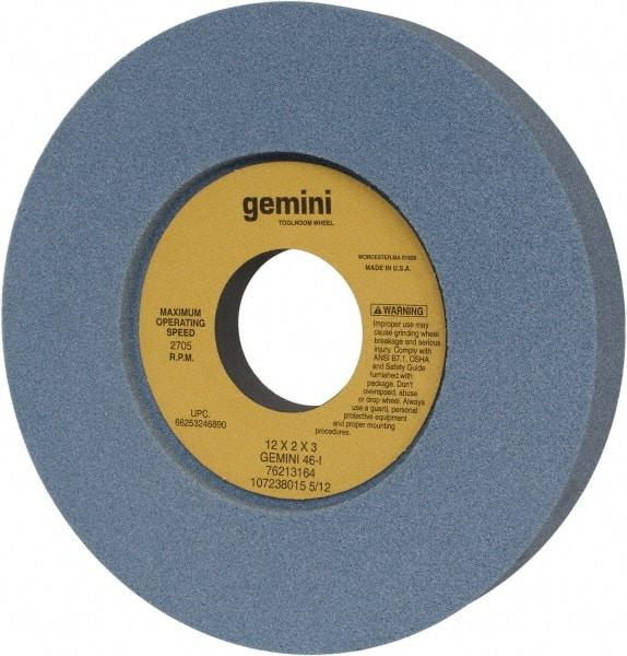 Norton - 12" Diam x 3" Hole x 2" Thick, I Hardness, 46 Grit Surface Grinding Wheel - Aluminum Oxide, Type 7, Coarse Grade, 2,705 Max RPM, Two-Side Recess - Exact Tool & Supply
