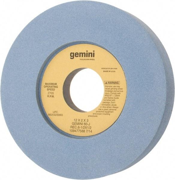 Norton - 12" Diam x 3" Hole x 2" Thick, J Hardness, 60 Grit Surface Grinding Wheel - Aluminum Oxide, Type 7, Medium Grade, 2,705 Max RPM, Two-Side Recess - Exact Tool & Supply