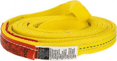 Lift-All - 10' Long x 1" Wide, 3,200 Lb Vertical Capacity, 2 Ply, Polyester Web Sling - 2,500 Lb Choker Capacity, Yellow - Exact Tool & Supply