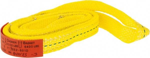 Lift-All - 4' Long x 1" Wide, 3,200 Lb Vertical Capacity, 2 Ply, Polyester Web Sling - 2,500 Lb Choker Capacity, Yellow - Exact Tool & Supply