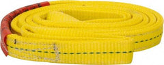 Lift-All - 8' Long x 1" Wide, 3,200 Lb Vertical Capacity, 2 Ply, Polyester Web Sling - 2,500 Lb Choker Capacity, Yellow - Exact Tool & Supply