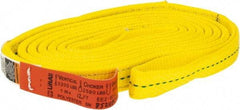 Lift-All - 12' Long x 1" Wide, 3,200 Lb Vertical Capacity, 2 Ply, Polyester Web Sling - 2,500 Lb Choker Capacity, Yellow - Exact Tool & Supply