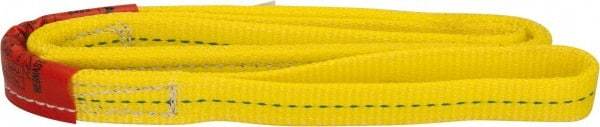 Lift-All - 4' Long x 1" Wide, 3,200 Lb Vertical Capacity, 2 Ply, Polyester Web Sling - 2,500 Lb Choker Capacity, Yellow - Exact Tool & Supply