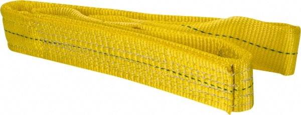 Lift-All - 4' Long x 2" Wide, 6,400 Lb Vertical Capacity, 2 Ply, Polyester Web Sling - 5,000 Lb Choker Capacity, Yellow - Exact Tool & Supply