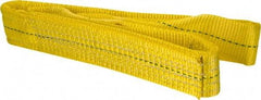 Lift-All - 4' Long x 2" Wide, 6,400 Lb Vertical Capacity, 2 Ply, Polyester Web Sling - 5,000 Lb Choker Capacity, Yellow - Exact Tool & Supply