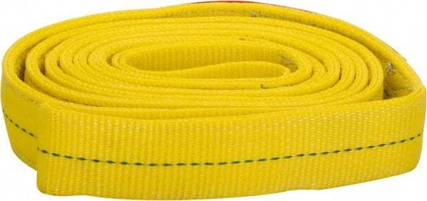 Lift-All - 12' Long x 2" Wide, 6,400 Lb Vertical Capacity, 2 Ply, Polyester Web Sling - 5,000 Lb Choker Capacity, Yellow - Exact Tool & Supply