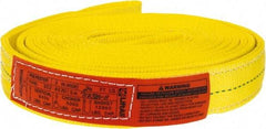 Lift-All - 20' Long x 2" Wide, 6,400 Lb Vertical Capacity, 2 Ply, Polyester Web Sling - 5,000 Lb Choker Capacity, Yellow - Exact Tool & Supply