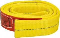 Lift-All - 4' Long x 2" Wide, 6,400 Lb Vertical Capacity, 2 Ply, Polyester Web Sling - 5,000 Lb Choker Capacity, Yellow - Exact Tool & Supply