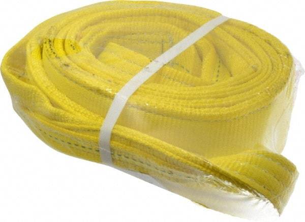 Lift-All - 10' Long x 3" Wide, 8,600 Lb Vertical Capacity, 2 Ply, Polyester Web Sling - 6,900 Lb Choker Capacity, Yellow - Exact Tool & Supply